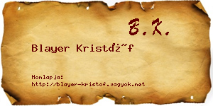 Blayer Kristóf névjegykártya